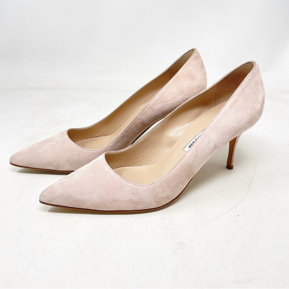 Manolo Blahnik Nude Suede Pumps Women's Size 39.5